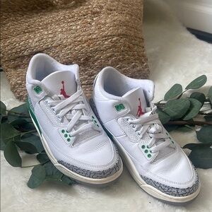 Jordan 3 Retro  White and Green Sneakers with Classic Design